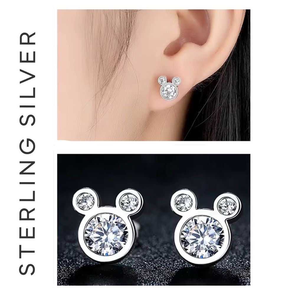 🐘🐘 S925 Sterling Silver Mickey Stud Earrings